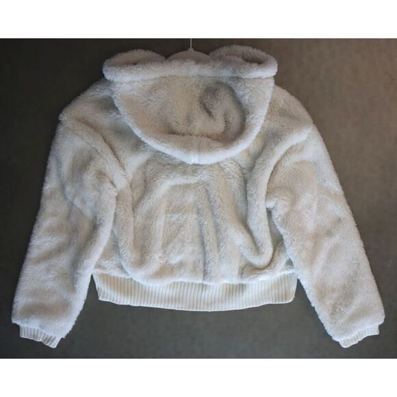 GAP Body 810225 Women's Sz XS Ivory Soft Sherpa Fleece Hoodie Pullover - Picture 6 of 6